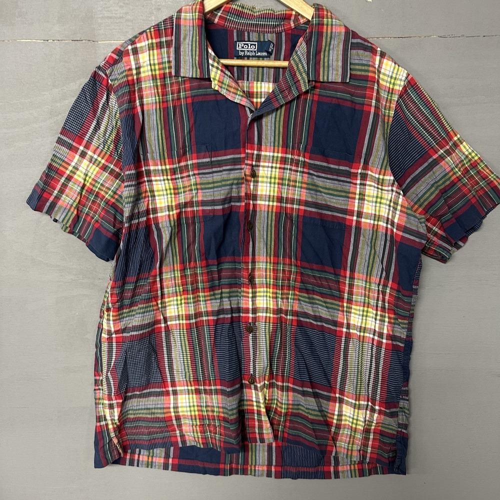Ralph Lauren Blake Button Up Shirt Men XL Plaid Blue Short Sleeve Classic - Picture 2 of 4